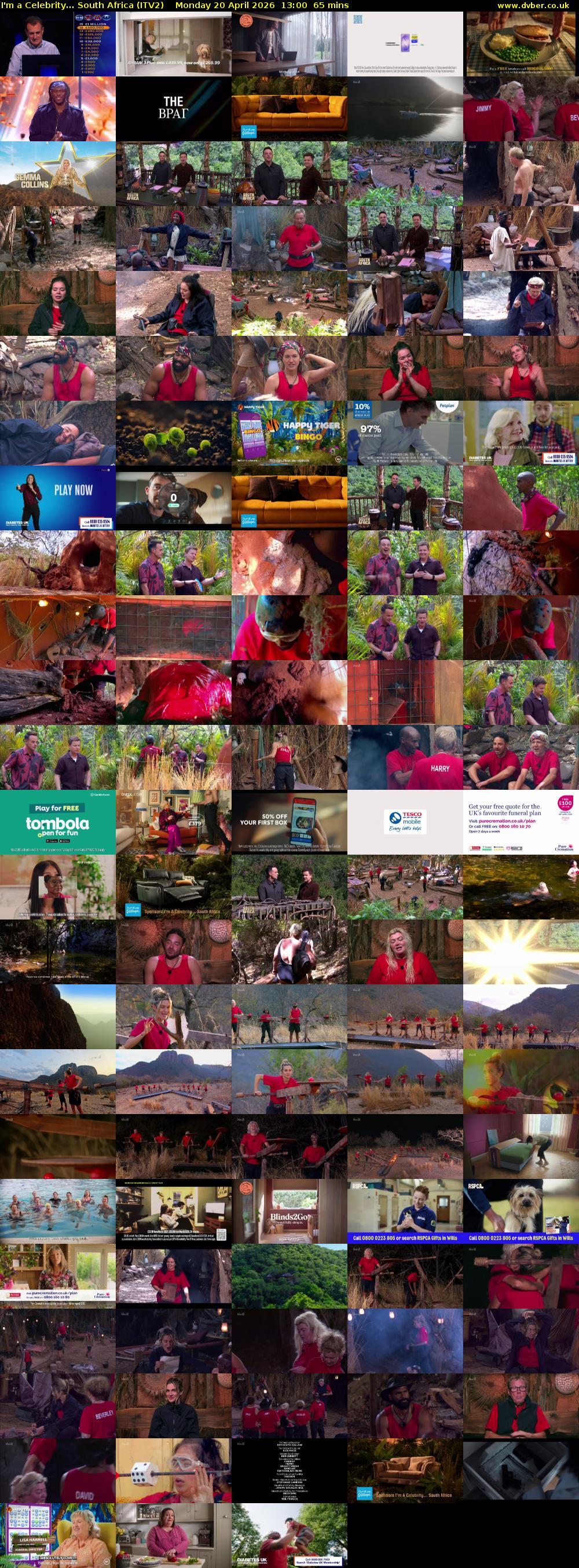 I'm a Celebrity... South Africa (ITV2) Monday 20 April 2026 13:00 - 14:05