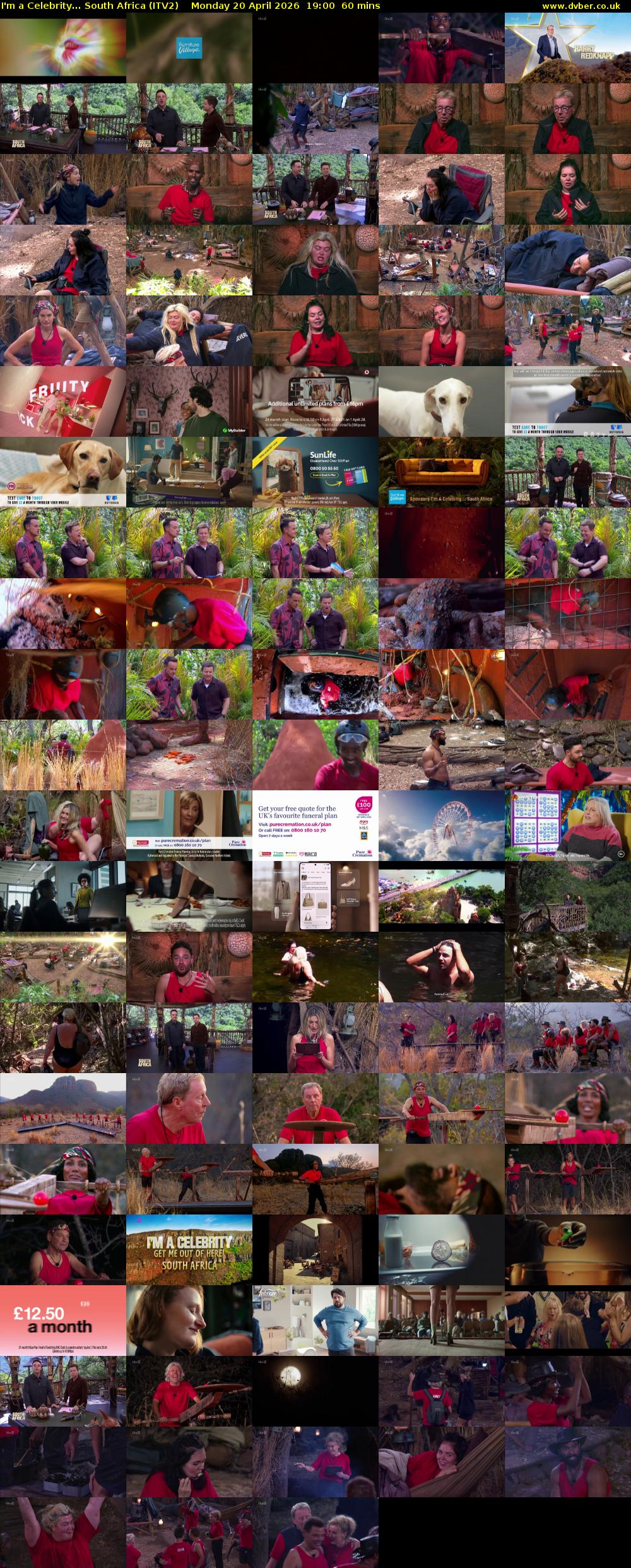 I'm a Celebrity... South Africa (ITV2) Monday 20 April 2026 19:00 - 20:00