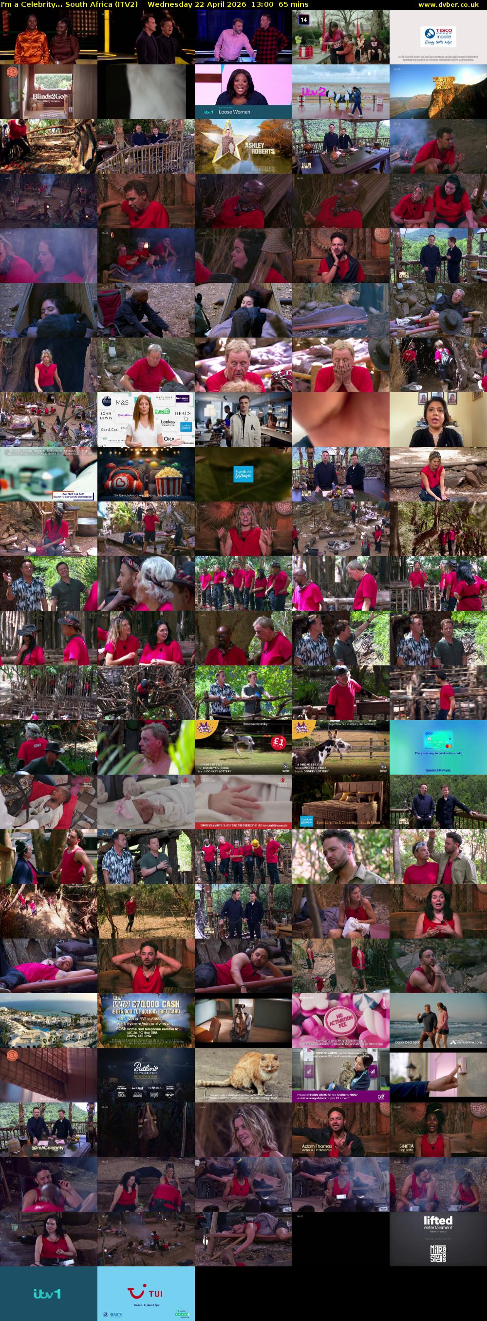 I'm a Celebrity... South Africa (ITV2) Wednesday 22 April 2026 13:00 - 14:05