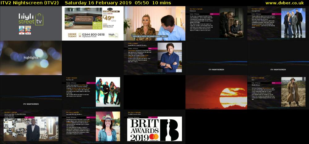 ITV2 Nightscreen (ITV2) Saturday 16 February 2019 05:50 - 06:00