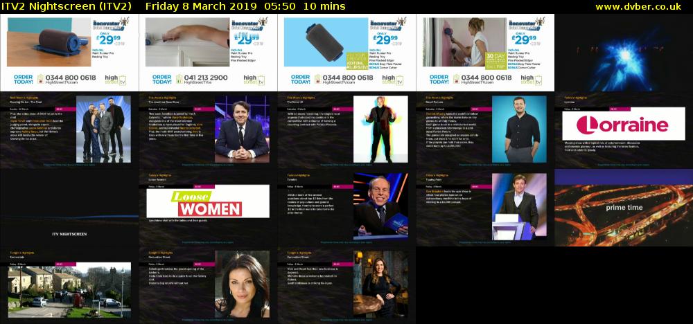 ITV2 Nightscreen (ITV2) Friday 8 March 2019 05:50 - 06:00