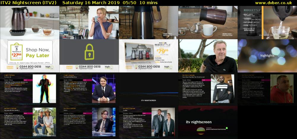 ITV2 Nightscreen (ITV2) Saturday 16 March 2019 05:50 - 06:00