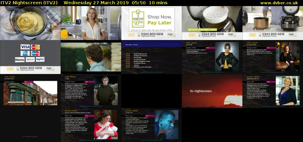 ITV2 Nightscreen (ITV2) Wednesday 27 March 2019 05:50 - 06:00