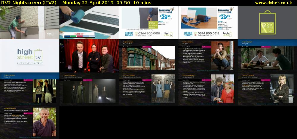 ITV2 Nightscreen (ITV2) Monday 22 April 2019 05:50 - 06:00