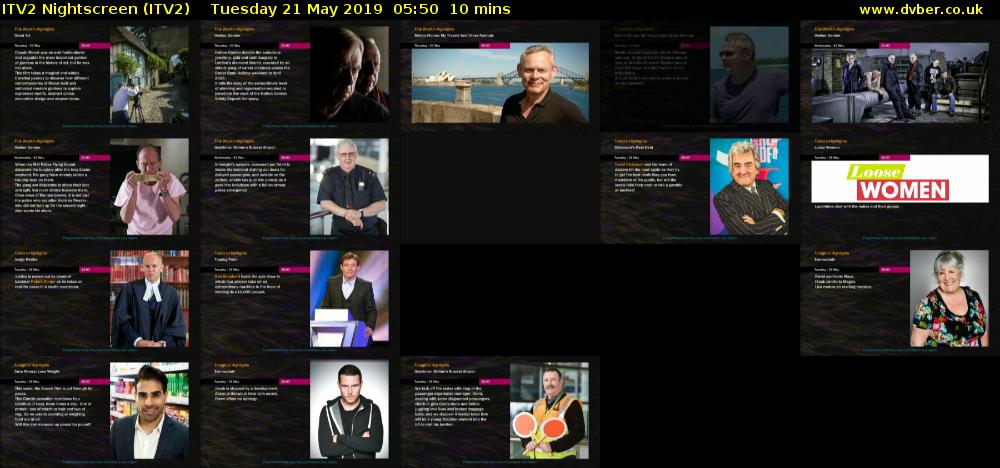 ITV2 Nightscreen (ITV2) Tuesday 21 May 2019 05:50 - 06:00