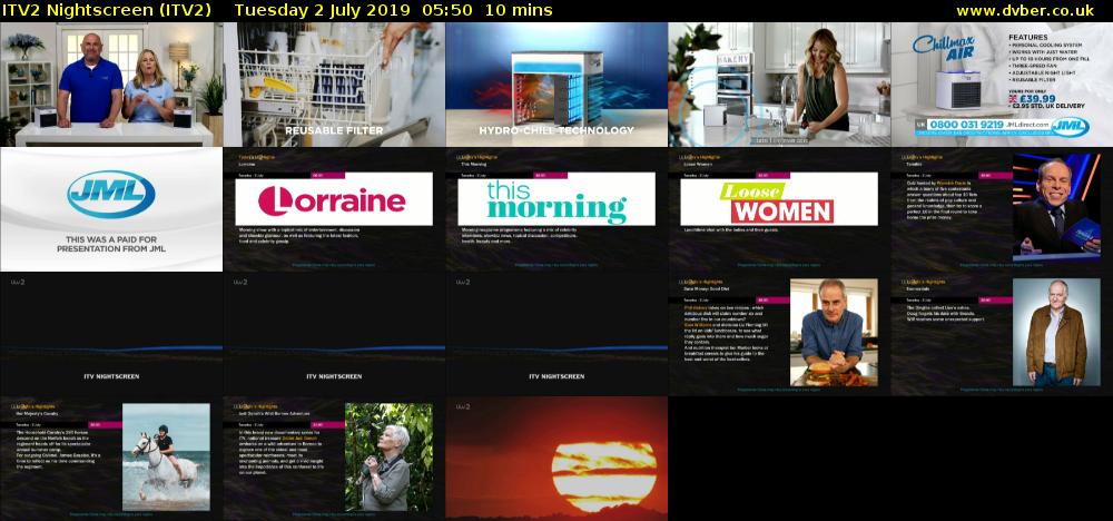 ITV2 Nightscreen (ITV2) Tuesday 2 July 2019 05:50 - 06:00