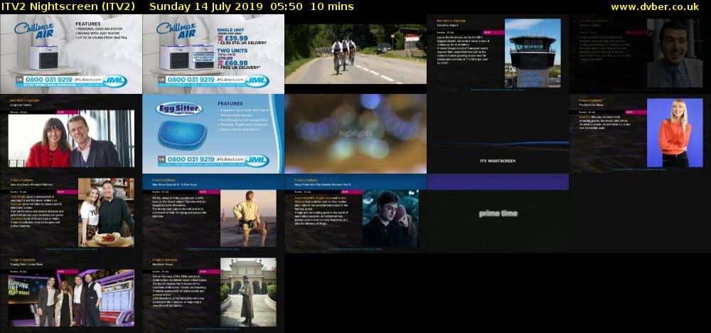 ITV2 Nightscreen (ITV2) Sunday 14 July 2019 05:50 - 06:00