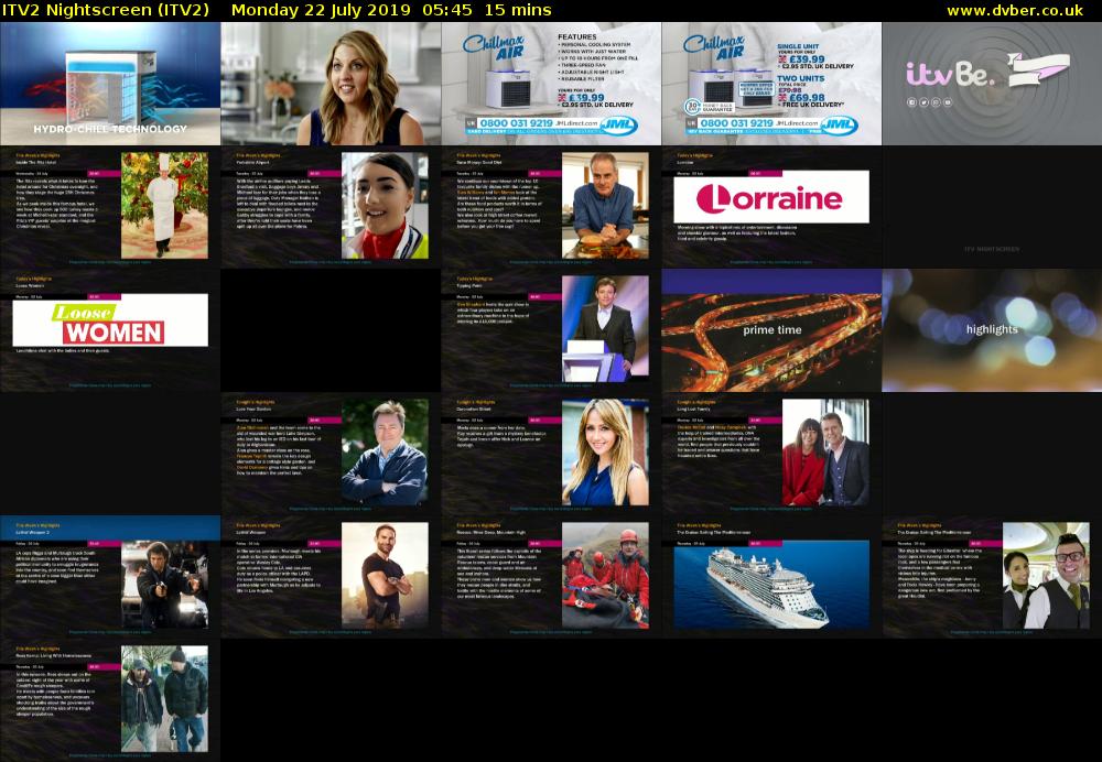 ITV2 Nightscreen (ITV2) Monday 22 July 2019 05:45 - 06:00