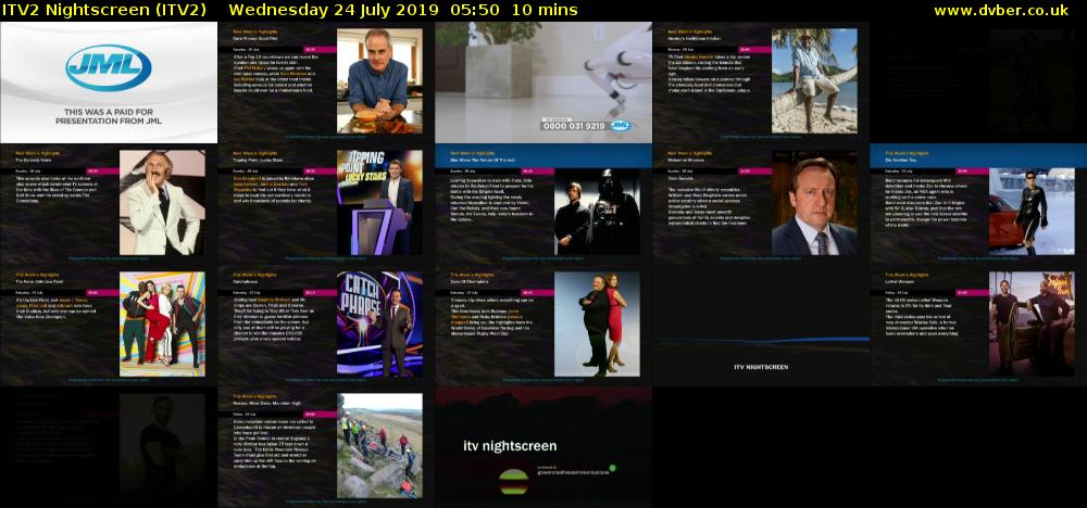 ITV2 Nightscreen (ITV2) Wednesday 24 July 2019 05:50 - 06:00