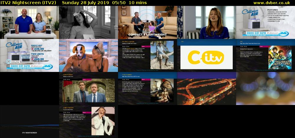 ITV2 Nightscreen (ITV2) Sunday 28 July 2019 05:50 - 06:00