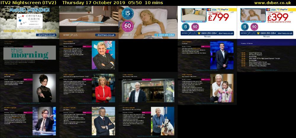 ITV2 Nightscreen (ITV2) Thursday 17 October 2019 05:50 - 06:00