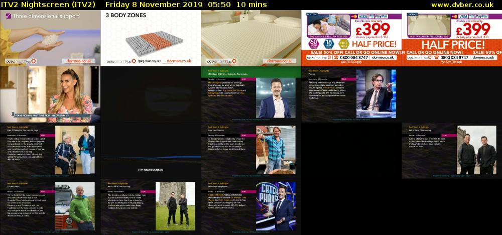 ITV2 Nightscreen (ITV2) Friday 8 November 2019 05:50 - 06:00