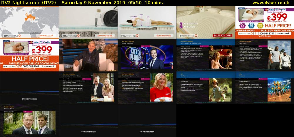 ITV2 Nightscreen (ITV2) Saturday 9 November 2019 05:50 - 06:00