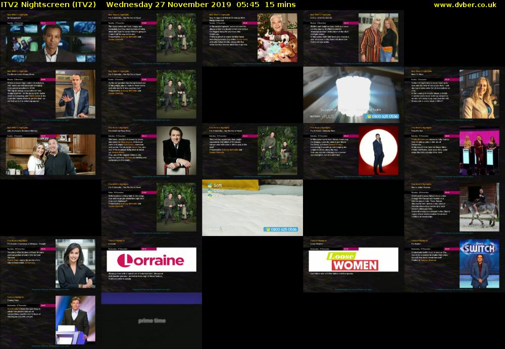 ITV2 Nightscreen (ITV2) Wednesday 27 November 2019 05:45 - 06:00