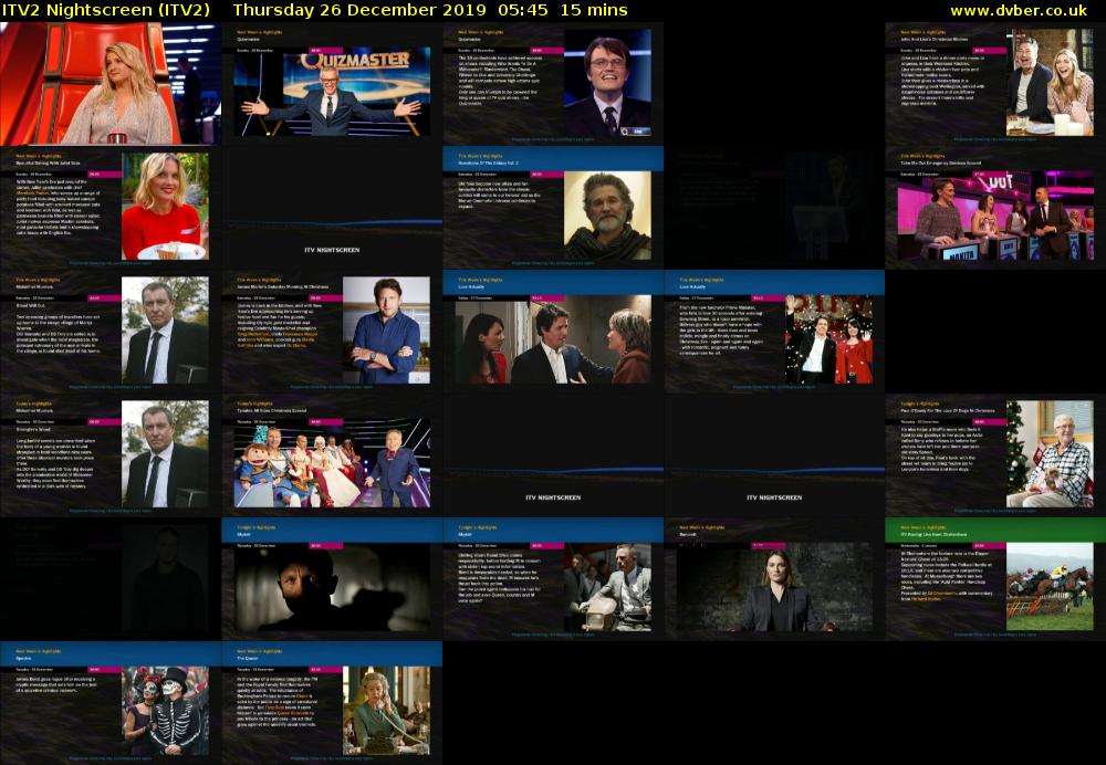 ITV2 Nightscreen (ITV2) Thursday 26 December 2019 05:45 - 06:00