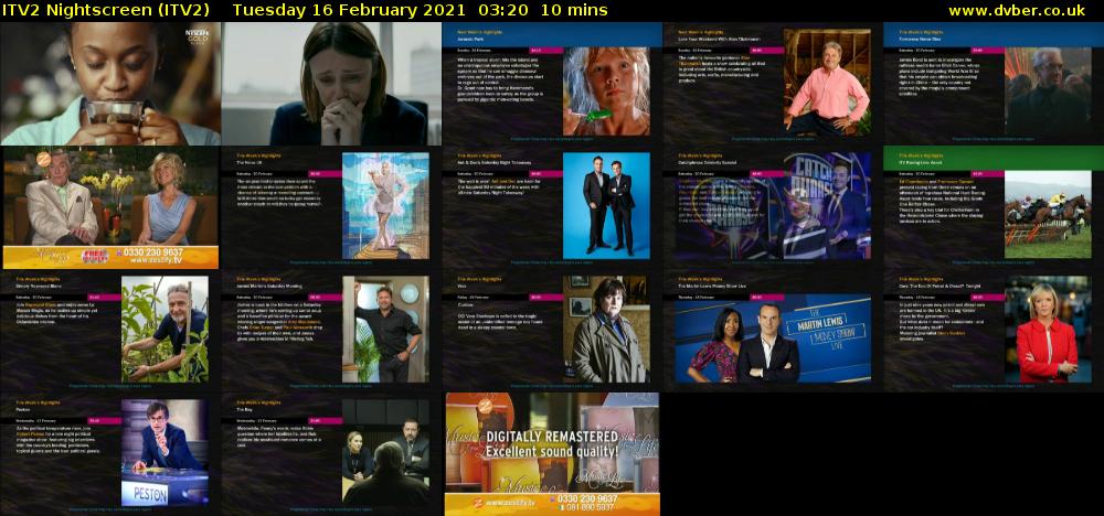 ITV2 Nightscreen (ITV2) Tuesday 16 February 2021 03:20 - 03:30