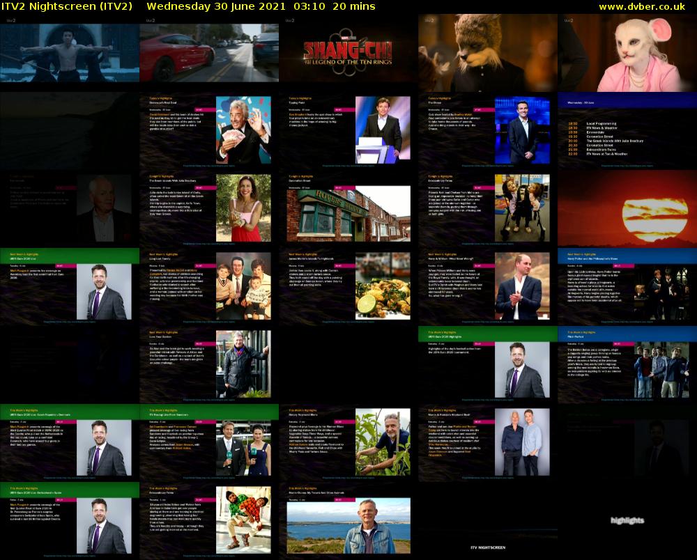 ITV2 Nightscreen (ITV2) Wednesday 30 June 2021 03:10 - 03:30