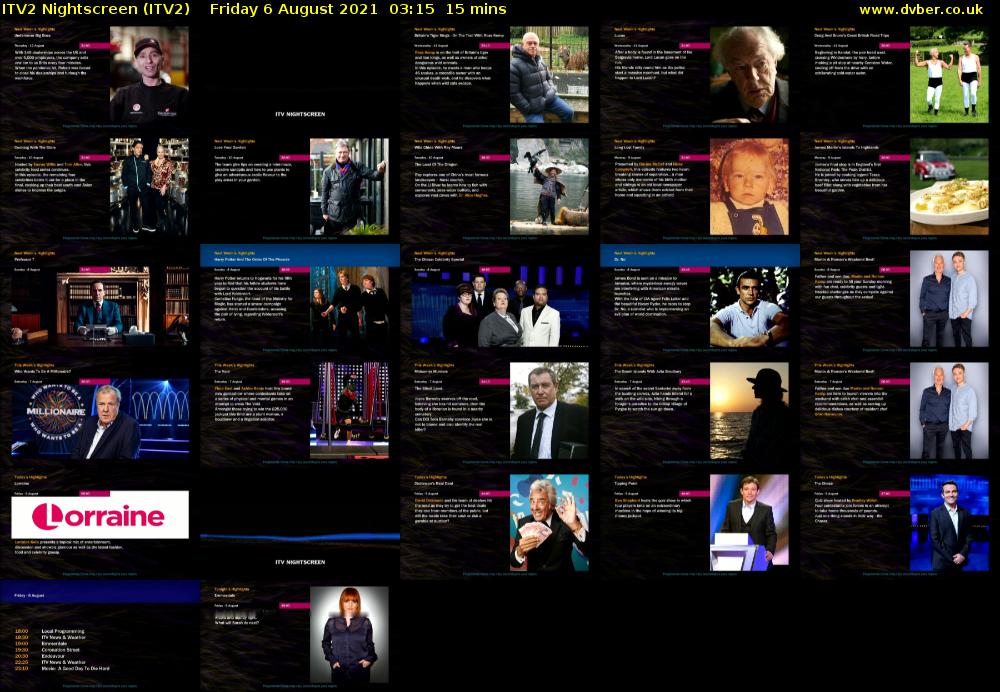 ITV2 Nightscreen (ITV2) Friday 6 August 2021 03:15 - 03:30