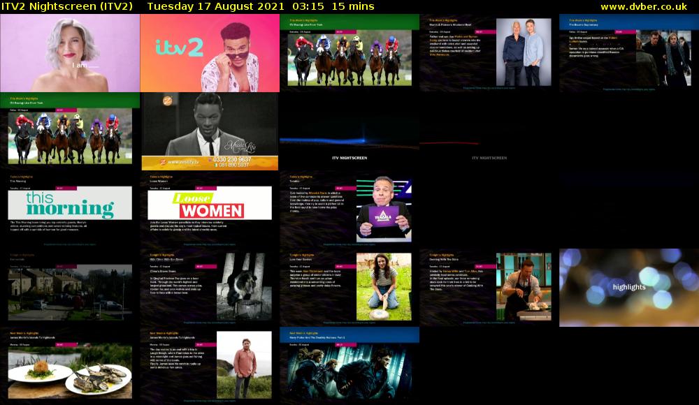 ITV2 Nightscreen (ITV2) Tuesday 17 August 2021 03:15 - 03:30