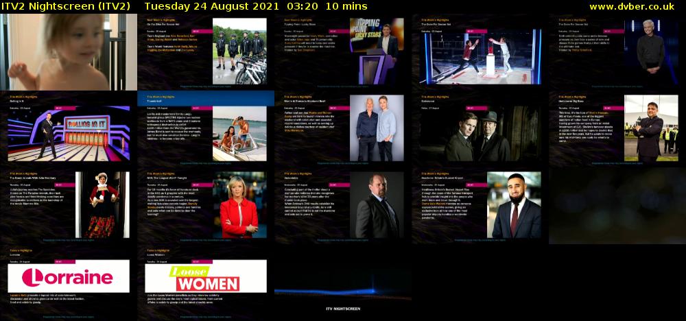ITV2 Nightscreen (ITV2) Tuesday 24 August 2021 03:20 - 03:30