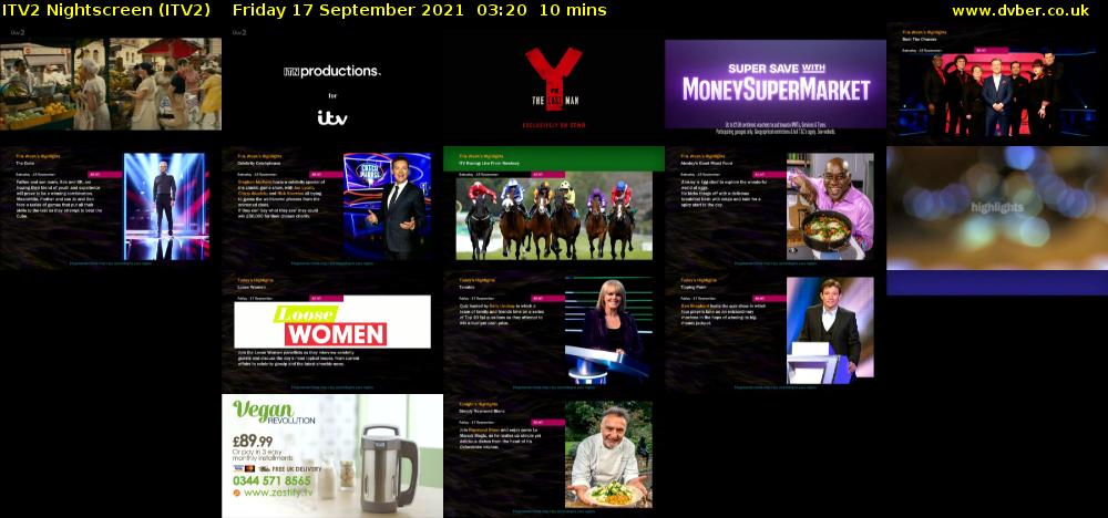 ITV2 Nightscreen (ITV2) Friday 17 September 2021 03:20 - 03:30