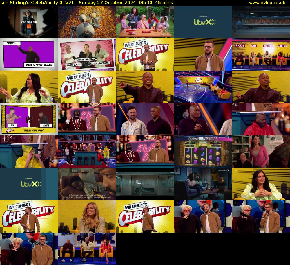 Iain Stirling's CelebAbility (ITV2) Sunday 27 October 2024 00:40 - 01:25