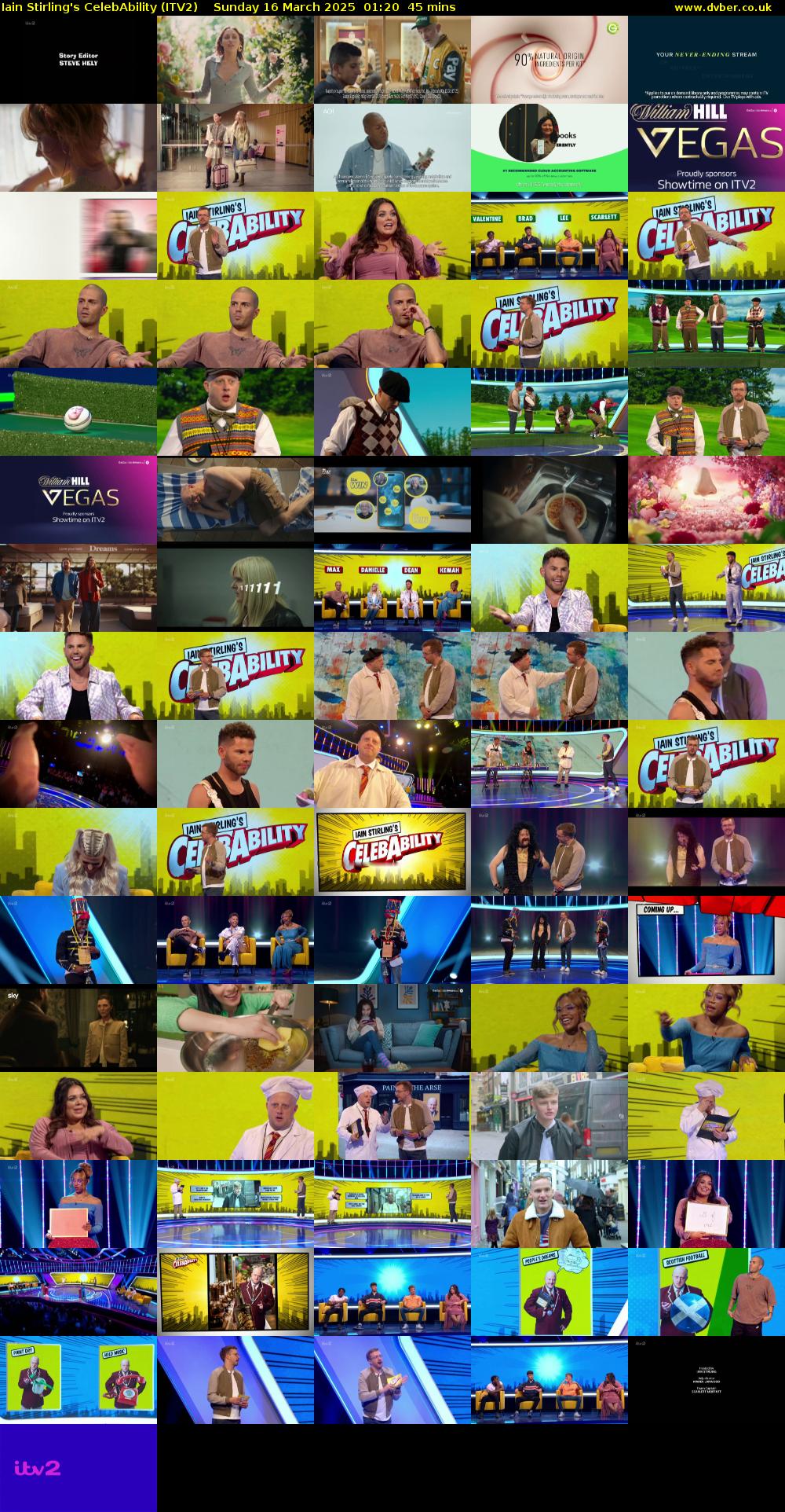 Iain Stirling's CelebAbility (ITV2) Sunday 16 March 2025 01:20 - 02:05