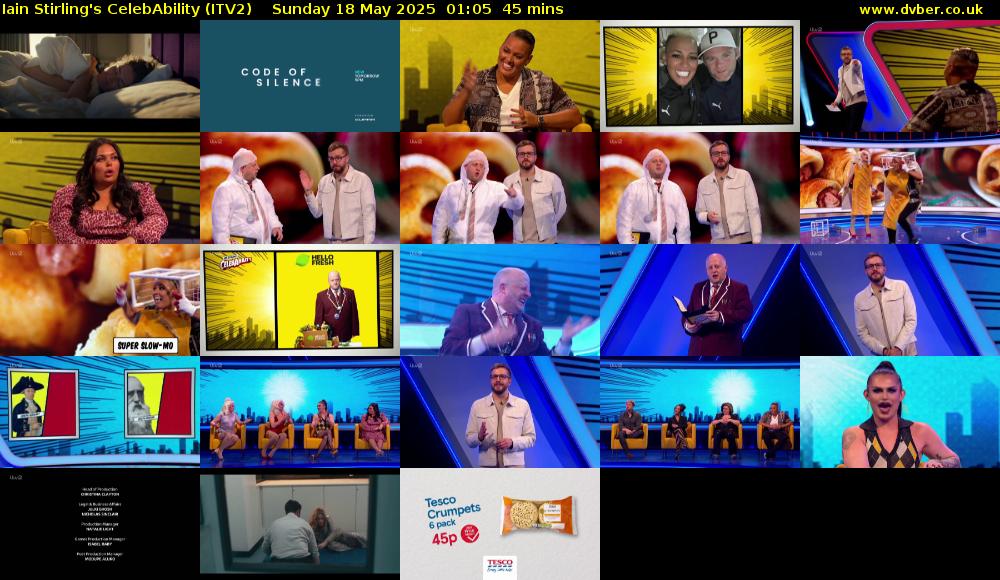 Iain Stirling's CelebAbility (ITV2) Sunday 18 May 2025 01:05 - 01:50