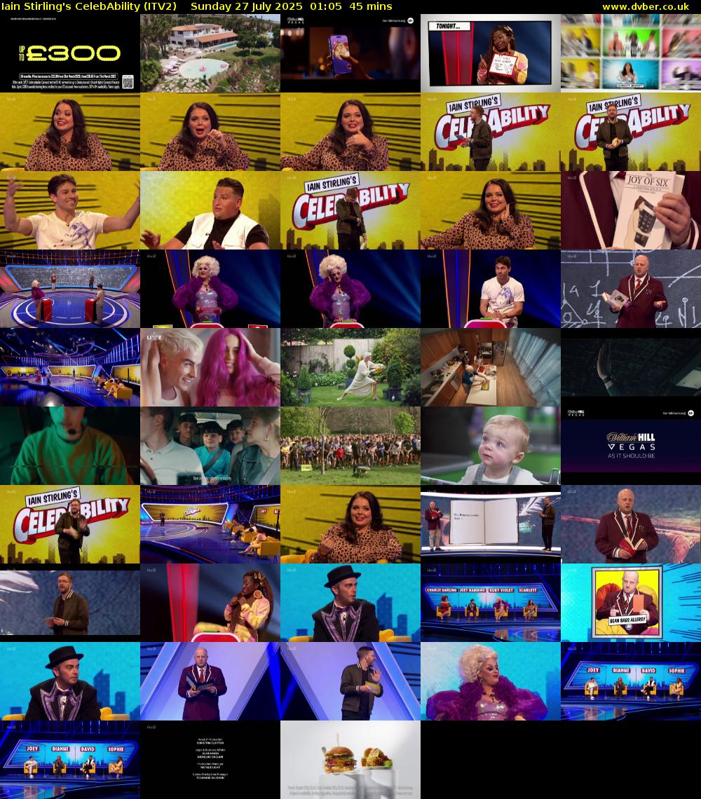 Iain Stirling's CelebAbility (ITV2) Sunday 27 July 2025 01:05 - 01:50
