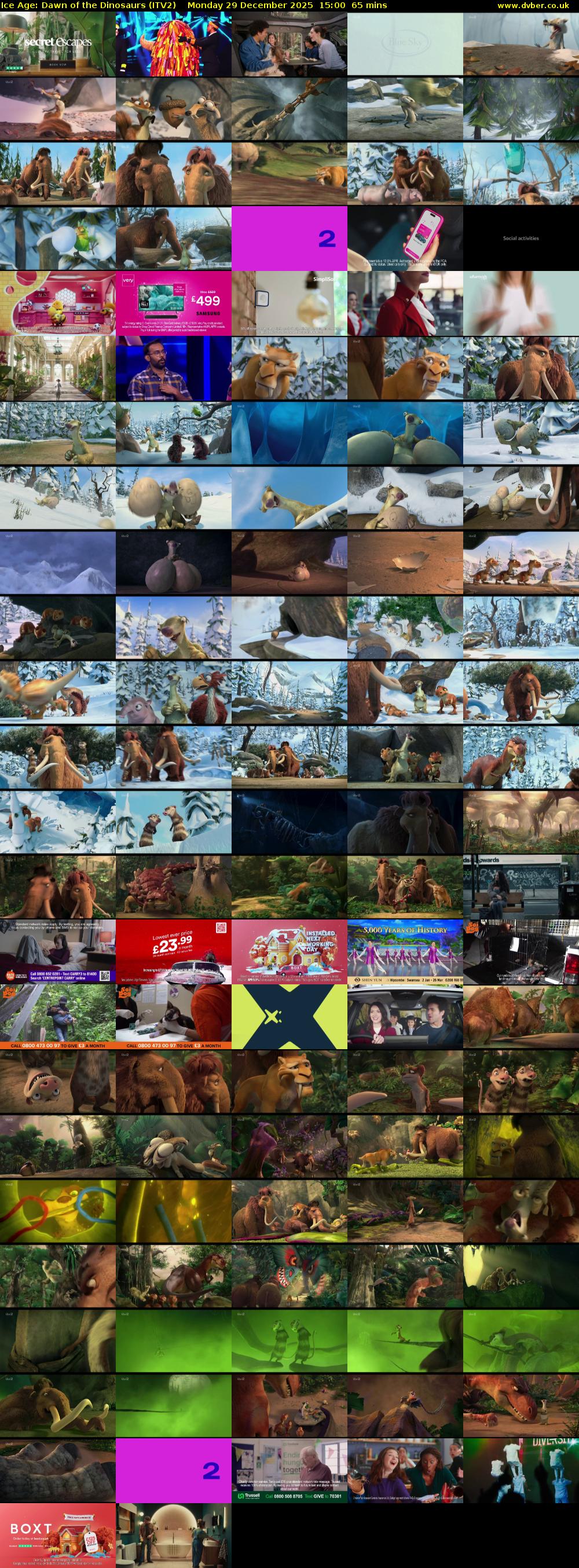 Ice Age: Dawn of the Dinosaurs (ITV2) Monday 29 December 2025 15:00 - 16:05