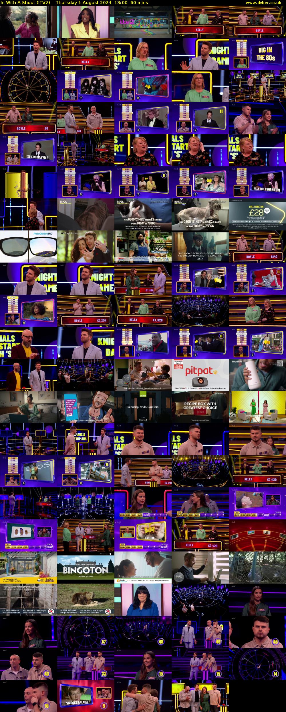 In With A Shout (ITV2) Thursday 1 August 2024 13:00 - 14:00