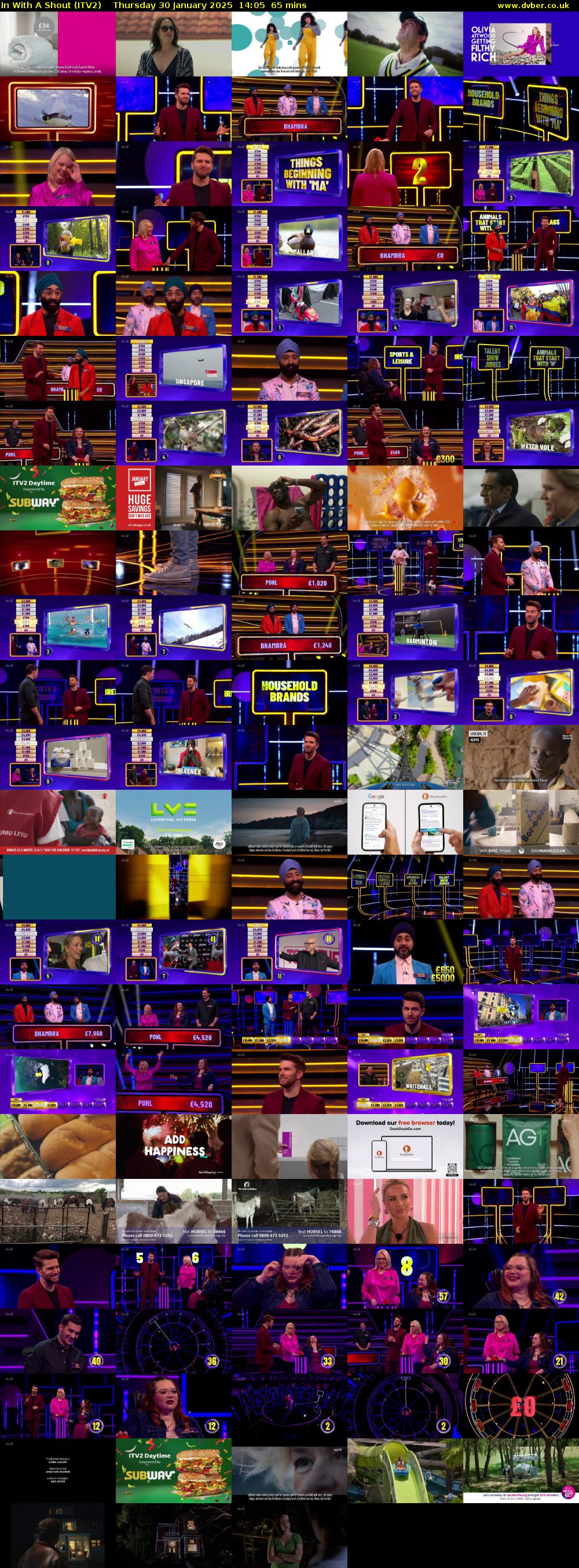 In With A Shout (ITV2) Thursday 30 January 2025 14:05 - 15:10