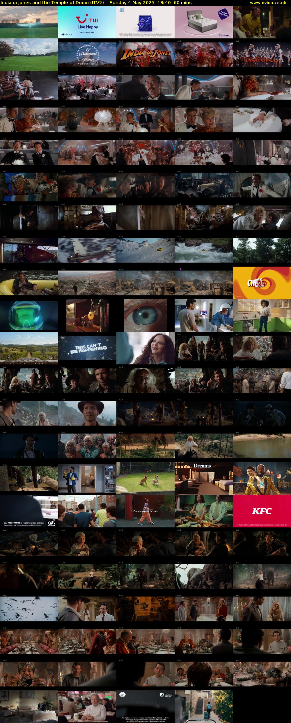 Indiana Jones and the Temple of Doom (ITV2) Sunday 4 May 2025 18:40 - 19:40