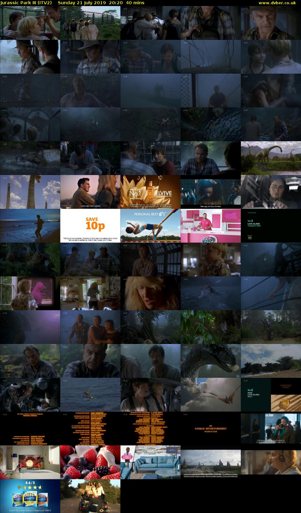 Jurassic Park III (ITV2) Sunday 21 July 2019 20:20 - 21:00