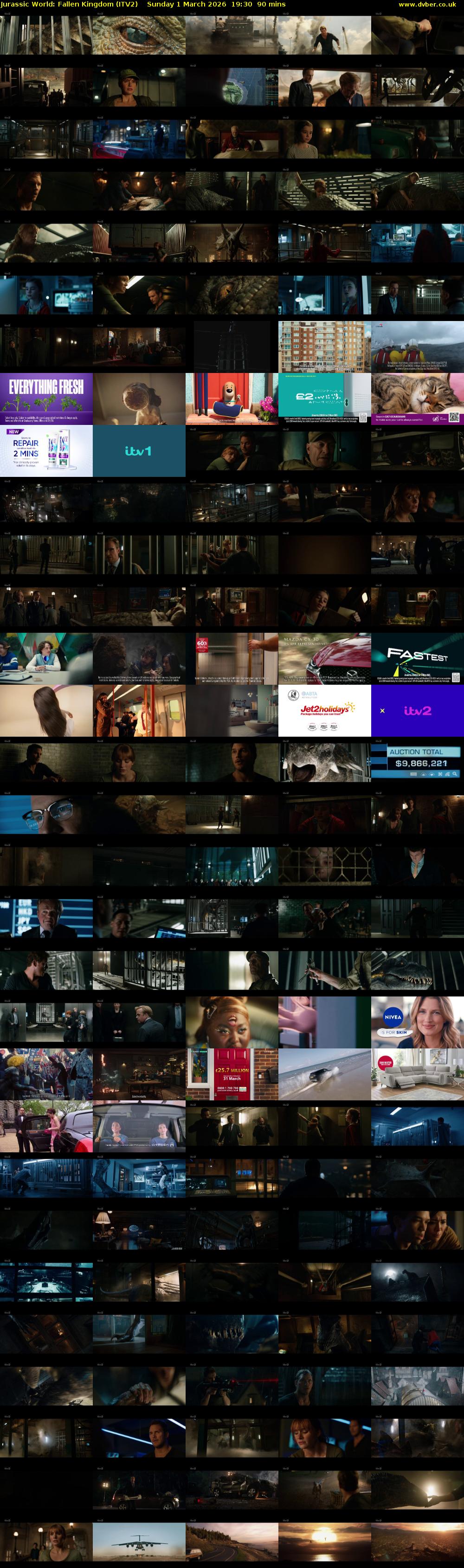 Jurassic World: Fallen Kingdom (ITV2) Sunday 1 March 2026 19:30 - 21:00