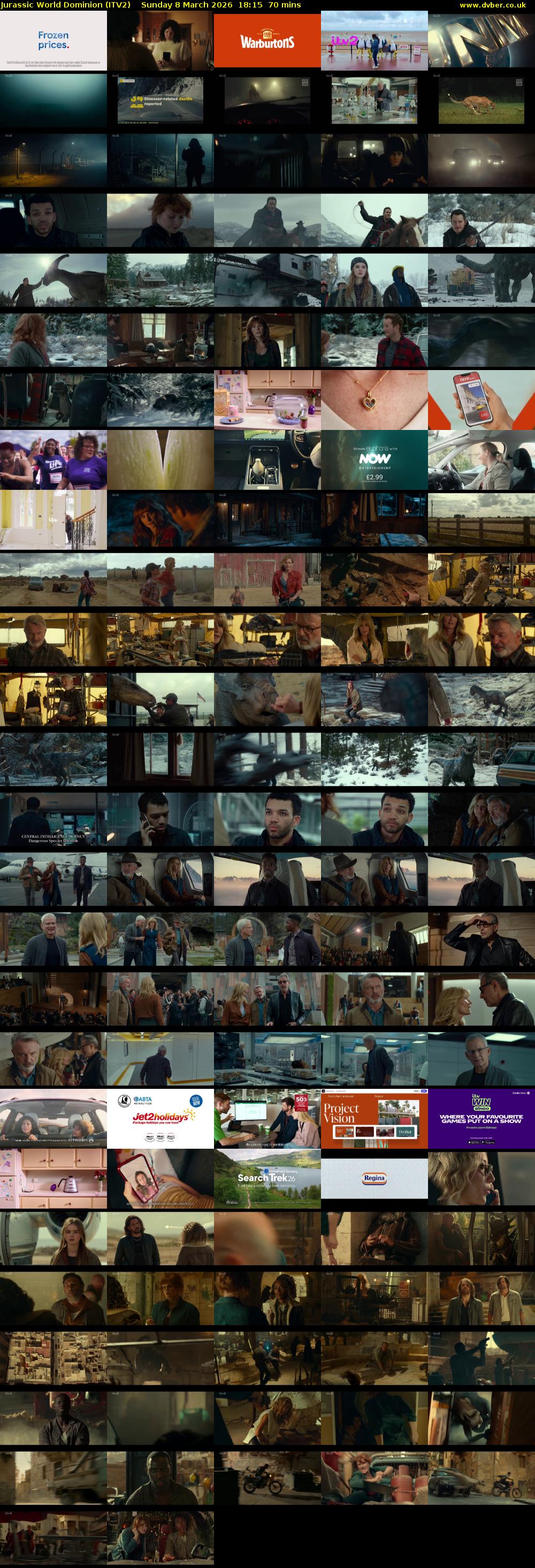 Jurassic World Dominion (ITV2) Sunday 8 March 2026 18:15 - 19:25
