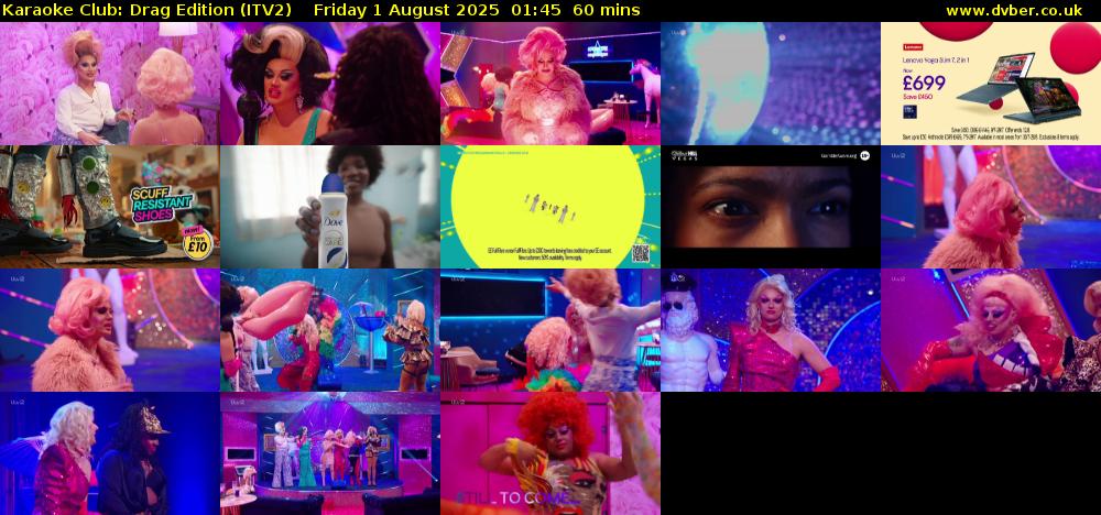 Karaoke Club: Drag Edition (ITV2) Friday 1 August 2025 01:45 - 02:45