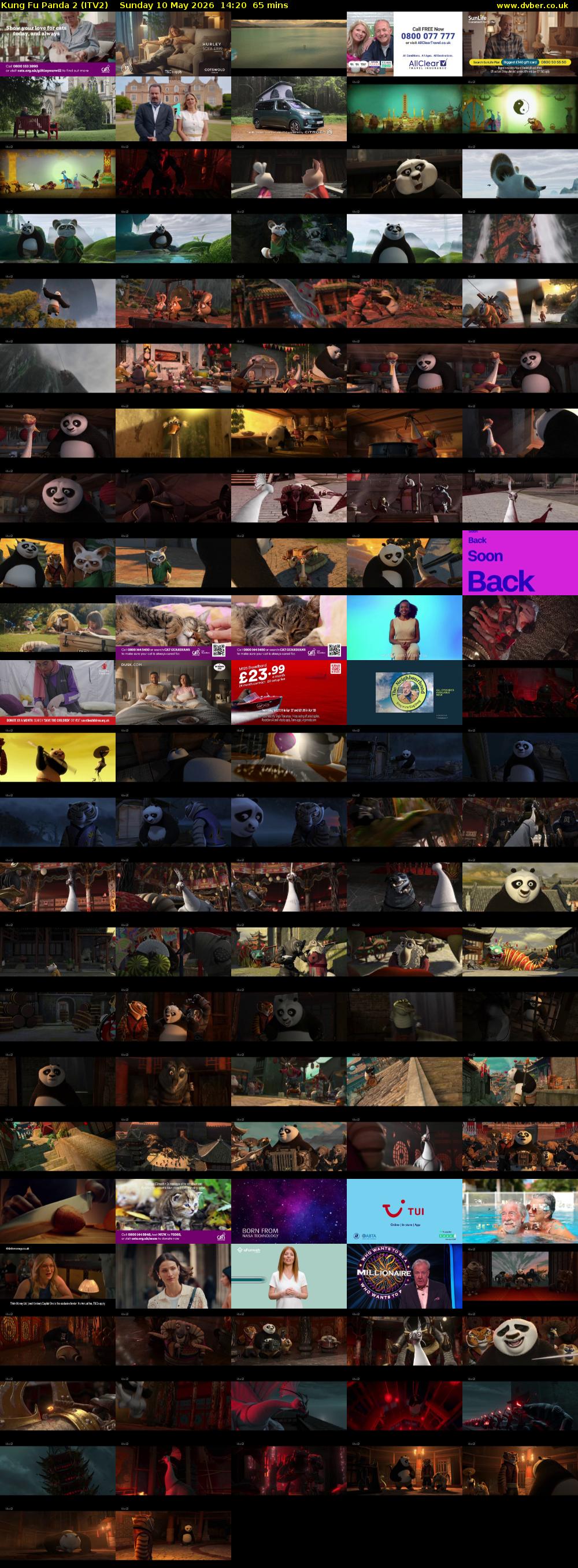 Kung Fu Panda 2 (ITV2) Sunday 10 May 2026 14:20 - 15:25