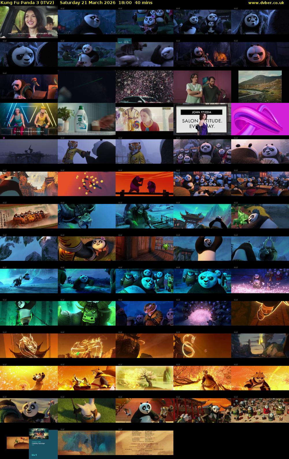 Kung Fu Panda 3 (ITV2) Saturday 21 March 2026 18:00 - 18:40
