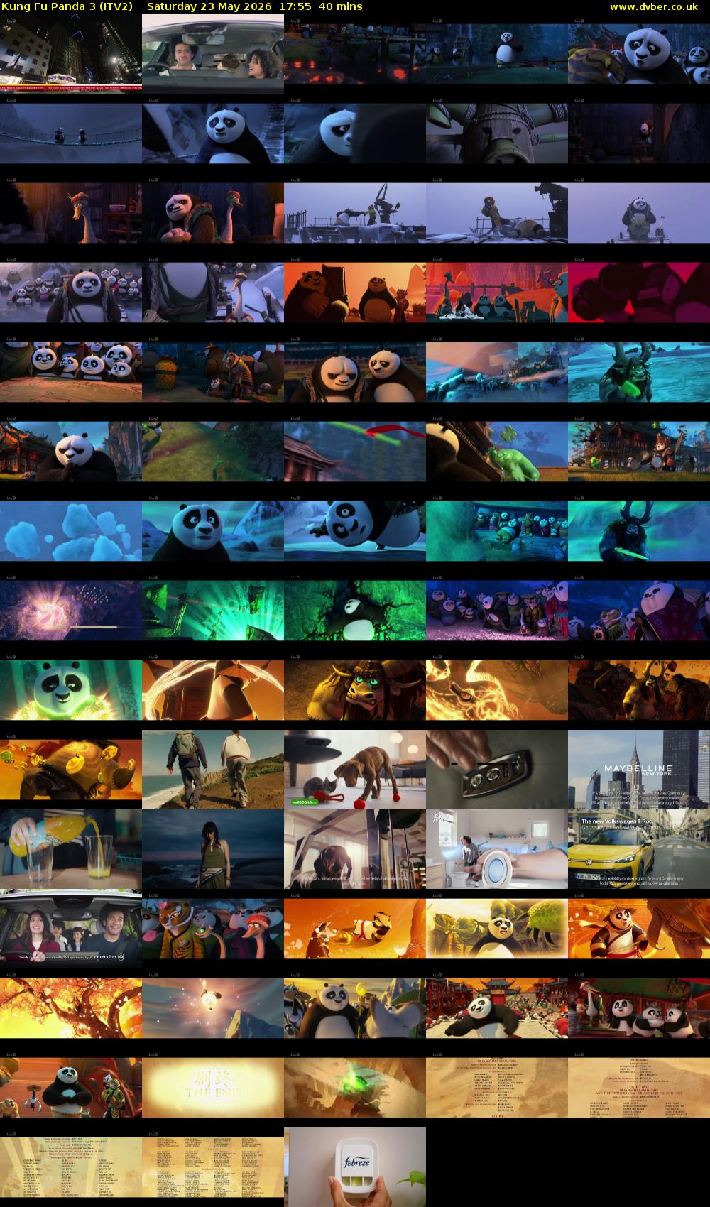 Kung Fu Panda 3 (ITV2) Saturday 23 May 2026 17:55 - 18:35