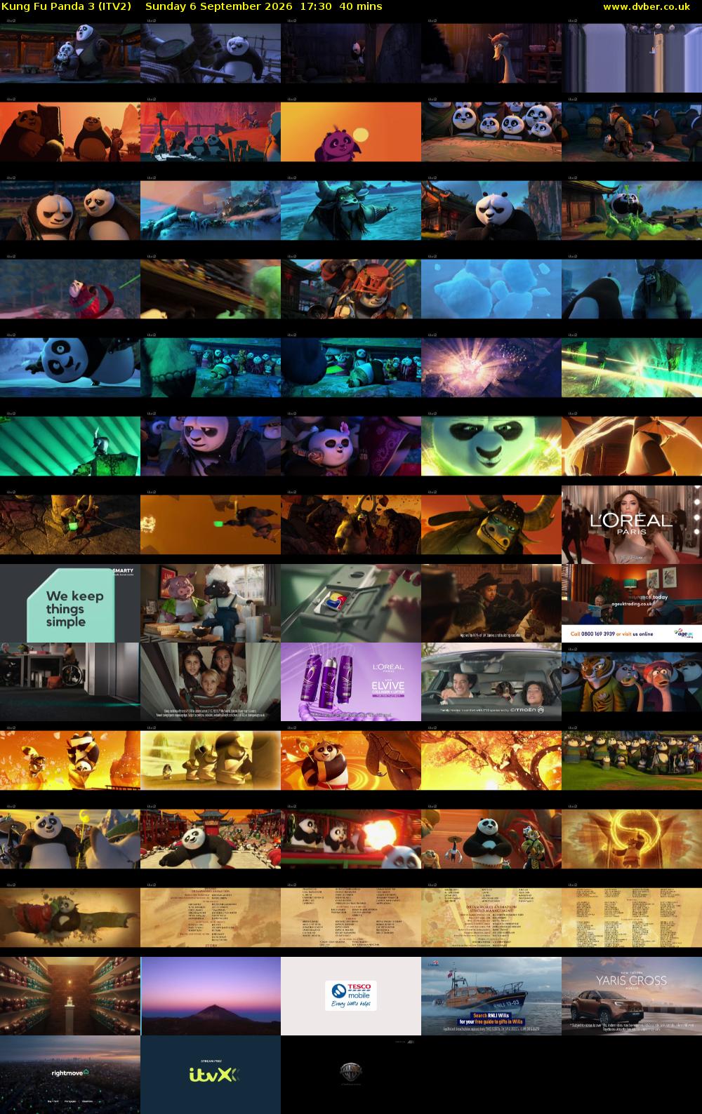 Kung Fu Panda 3 (ITV2) Sunday 6 September 2026 17:30 - 18:10