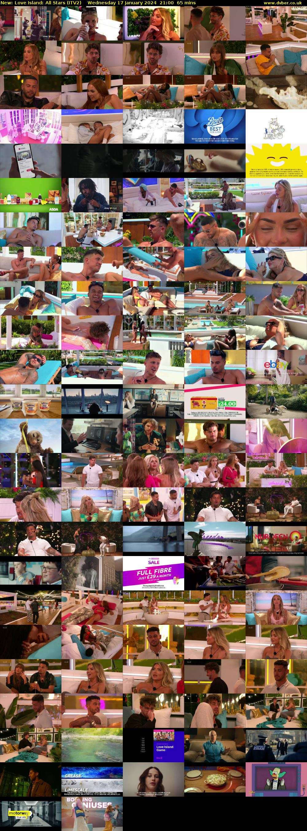 Love Island: All Stars (ITV2) Wednesday 17 January 2024 21:00 - 22:05
