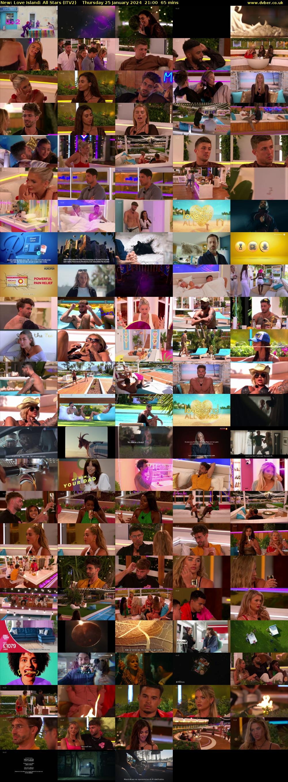 Love Island: All Stars (ITV2) Thursday 25 January 2024 21:00 - 22:05