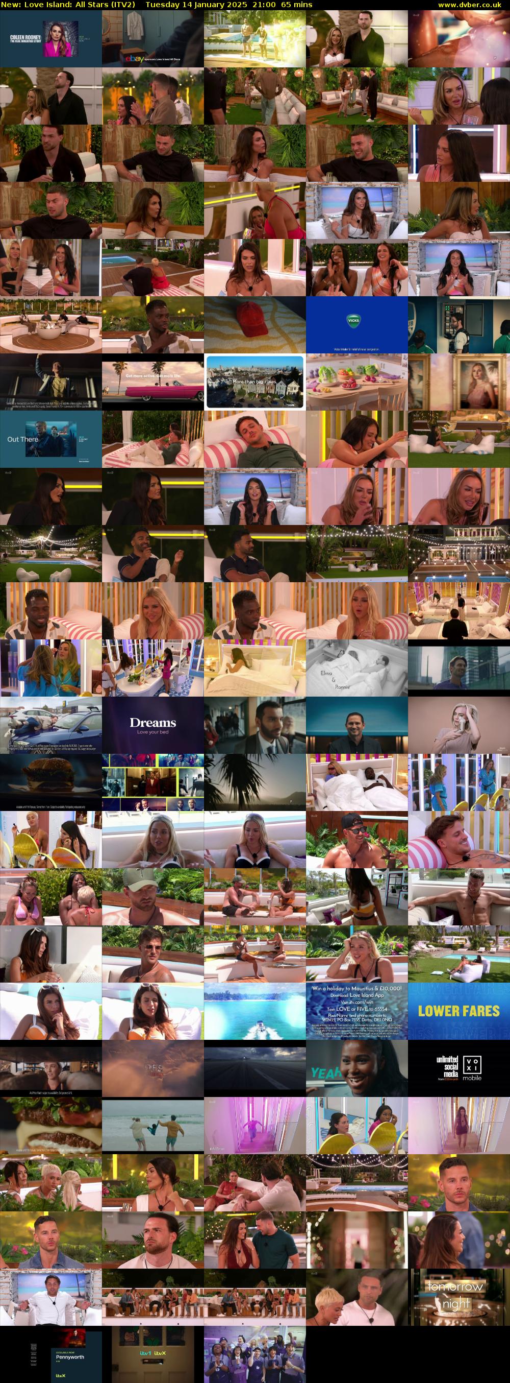 Love Island: All Stars (ITV2) Tuesday 14 January 2025 21:00 - 22:05