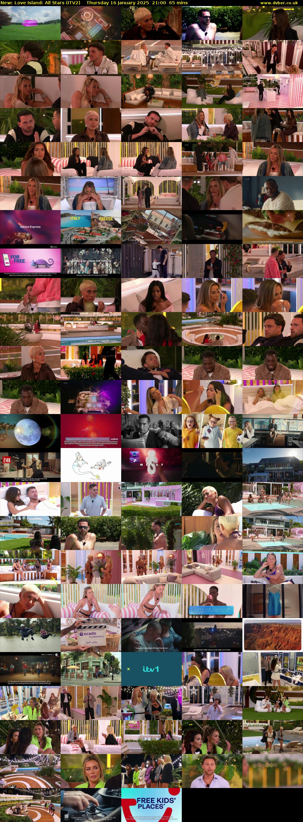 Love Island: All Stars (ITV2) Thursday 16 January 2025 21:00 - 22:05