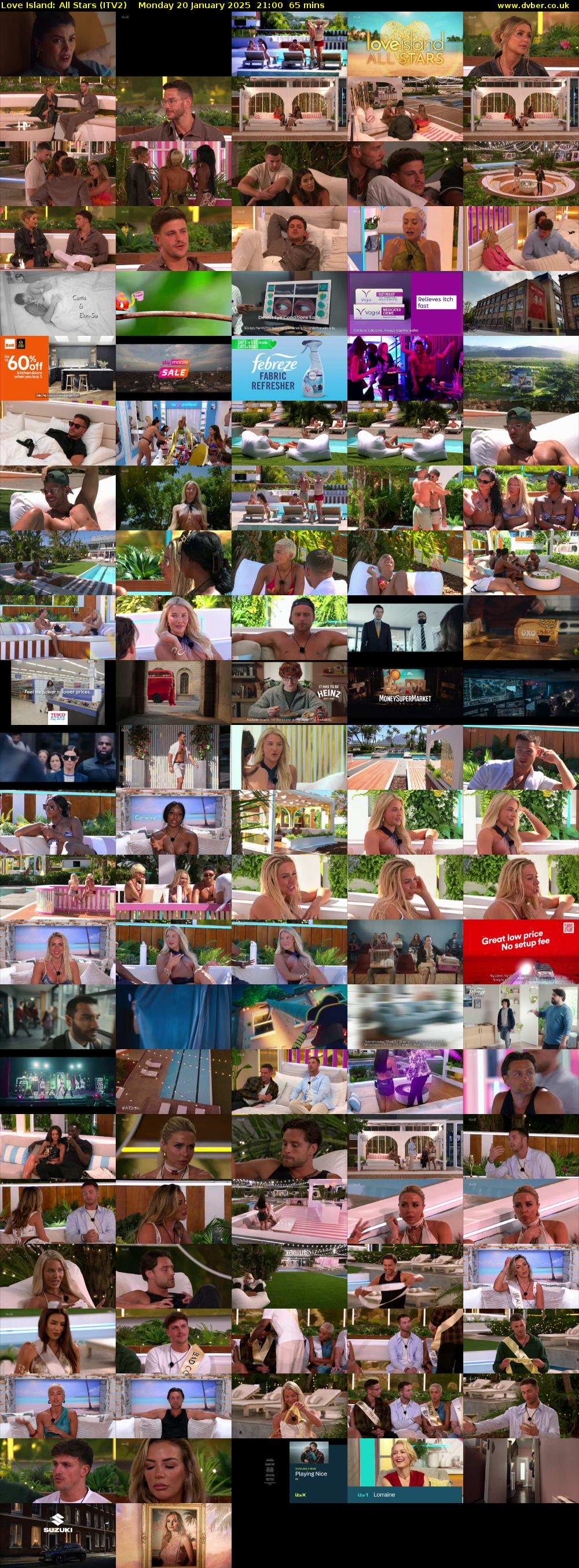 Love Island: All Stars (ITV2) Monday 20 January 2025 21:00 - 22:05