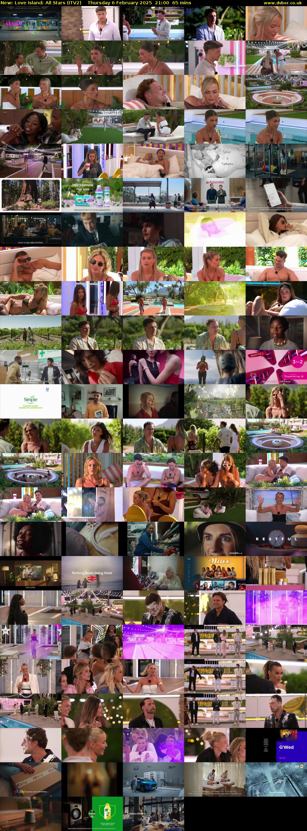 Love Island: All Stars (ITV2) Thursday 6 February 2025 21:00 - 22:05