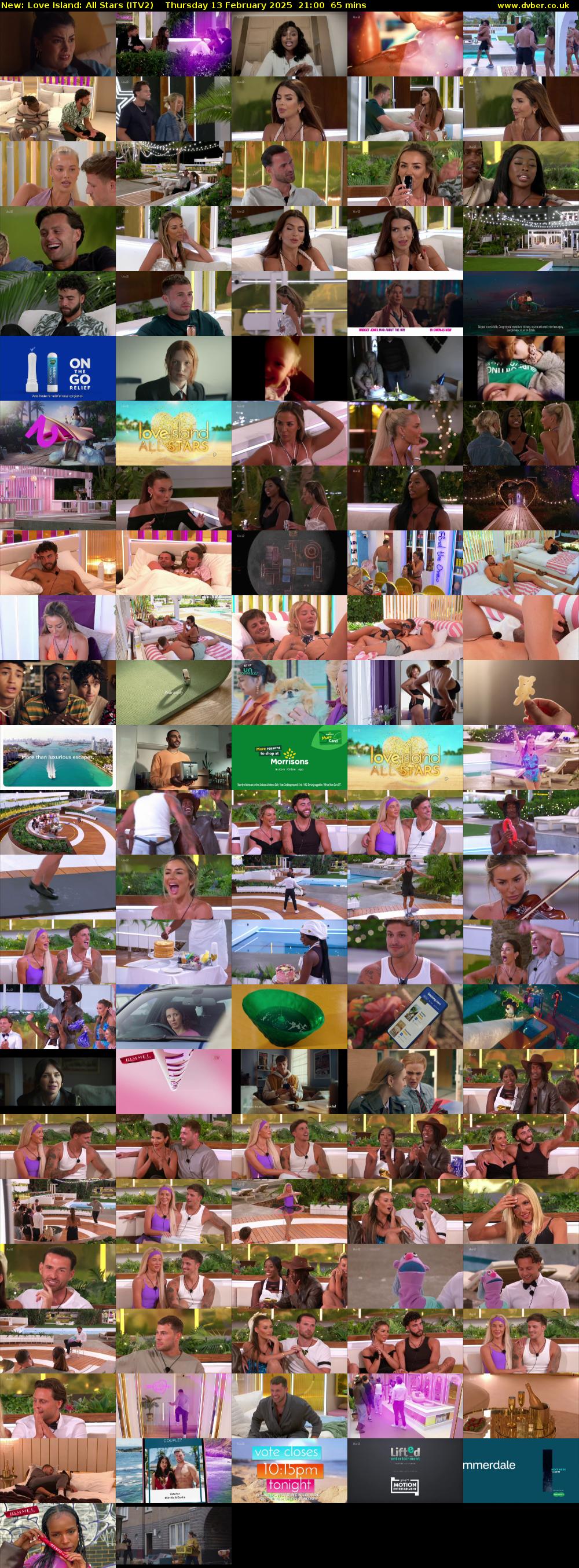 Love Island: All Stars (ITV2) Thursday 13 February 2025 21:00 - 22:05