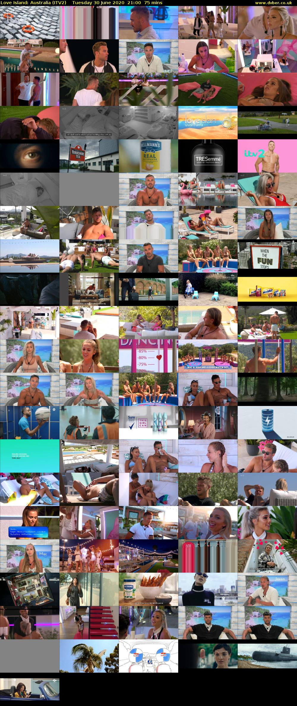 Love Island: Australia (ITV2) Tuesday 30 June 2020 21:00 - 22:15