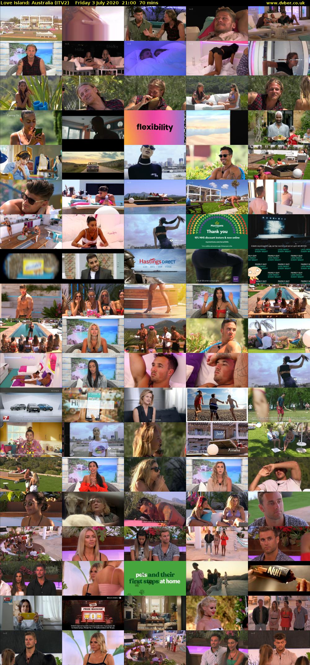 Love Island: Australia (ITV2) Friday 3 July 2020 21:00 - 22:10